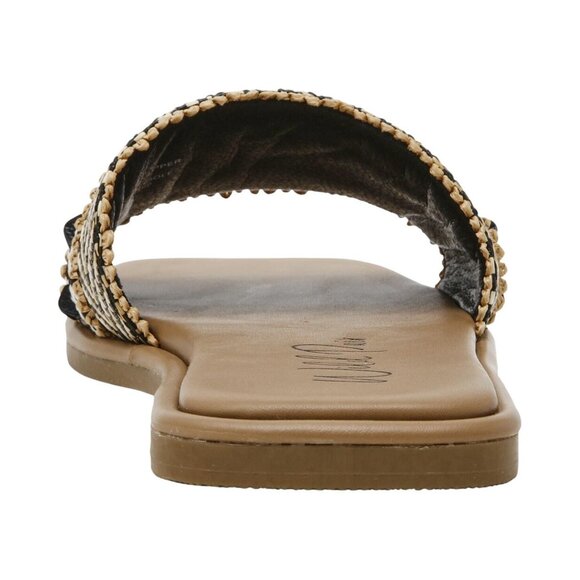 NWT Wild Pair Womens Daisyy Slide Flat Sandals Embellished Black / Natural 8M - Picture 3 of 12